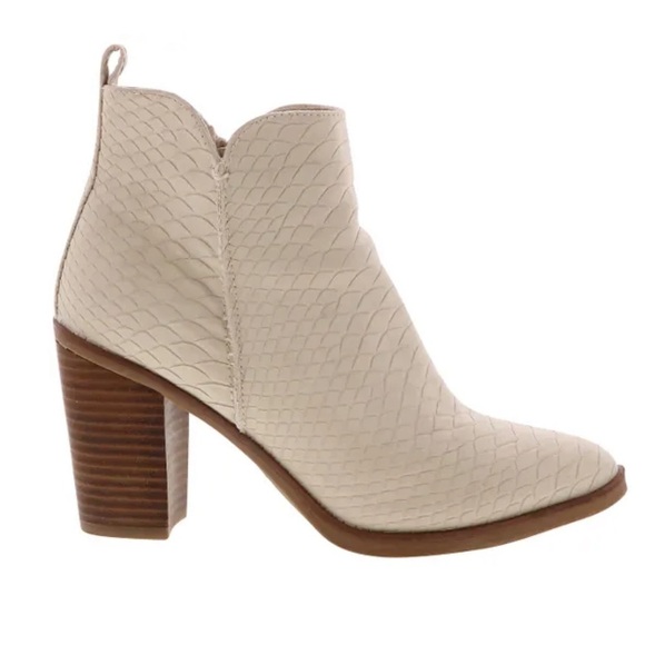 Mia Barby Ivory Python Side Zip Ankle Bootie - Picture 1 of 16